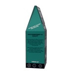 Catuai Novo coffee tall, narrow dark green and black box with a pointed triangular top, photographed on a plain white background. The front shows the text 'OUR COMMITMENT TO QUALITY' and 'Follow us!' with three circular logos at the bottom.