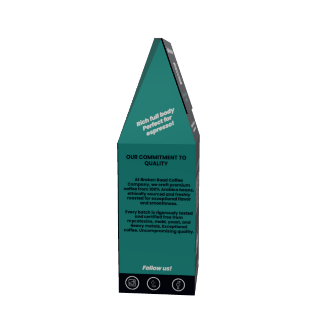 Caturra Mundo best coffee teal side panel commitment to quality with printed text