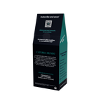 A coffee bag package for Caturra Mundo, shown at a three-quarter angle on a plain white background. The packaging is primarily black with a dark teal side panel and white text.