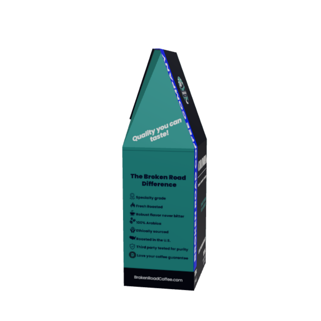 A tall, narrow product box for InstantRod Coffee, featuring a teal and black design with white text, shown on a plain white background.