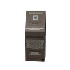 A tall, narrow brown paperboard box for a functional mushroom product, shown against a plain white background. The box features white text detailing the product's benefits and ingredients.