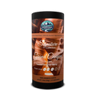 A single cylindrical canister of Broken Road Coffee Signature Collection Grand Canyon Instant Roasted Almond + Berry coffee, shown on a canyon and black background.