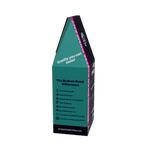 A coffee Guija Typica coffee, featuring a teal front panel with black side panels and a bright pink zigzag stripe. 