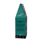 A tall, narrow pyramid-shaped product box for 'Guija Typica coffee, Coffee' on a solid white background. The box is primarily dark teal green with black side panels and white text.