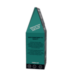 HUILA ANTIGUA coffee in a narrow green and black branded box or package standing upright on a plain white background. The front shows the text 'OUR COMMITMENT TO QUALITY' and 'Follow us:' with social icons at the bottom, and a teal triangular top section with white text.