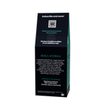 A tall, narrow black coffee bag package for Huala Antigua, featuring white and teal text on a clean white background.