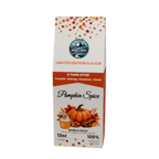 A 12oz box of World's Best Pumpkin Spice Elixir, featuring a white and orange autumn-themed design with illustrations of pumpkins, fall leaves, and coffee cups.