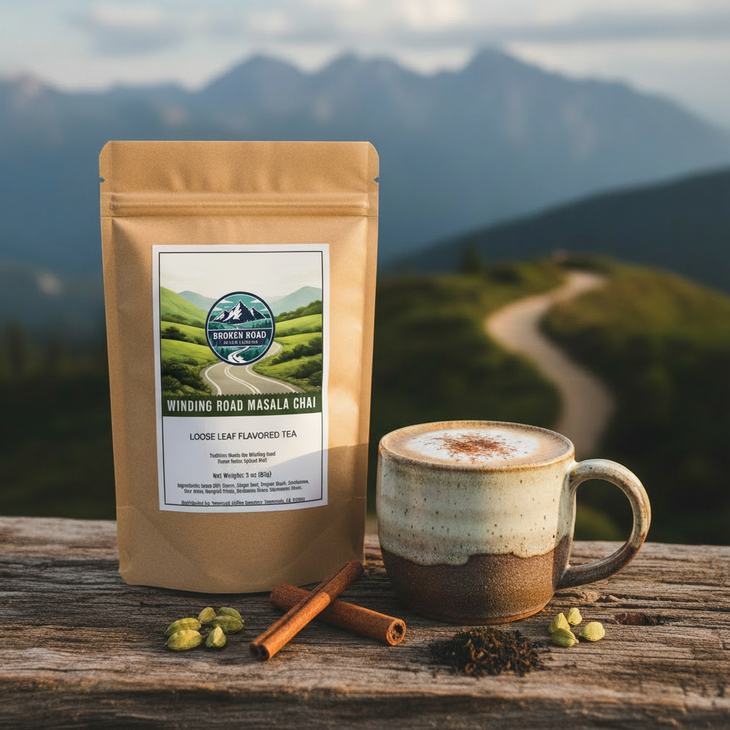 Winding Road Masala Chai with mountain view